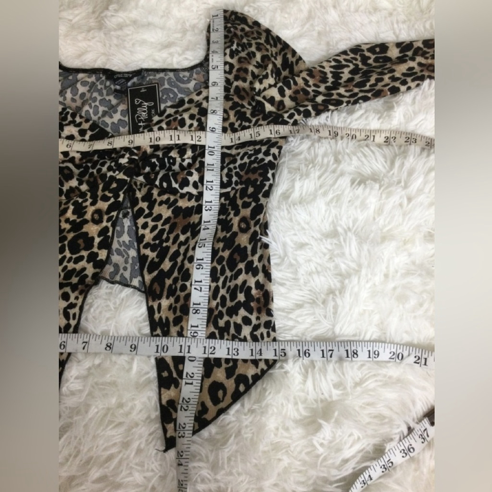 Just Polly New York animal print long sleeve cropped top Woman’s XL - Picture 9 of 11